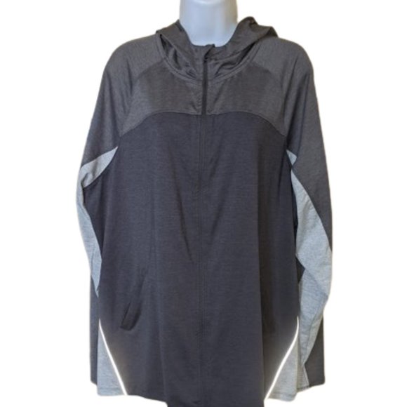 Fall Spring Activewear Black Gray Hooded Jacket Size 6X Fits 4X or 5X - Picture 2 of 6